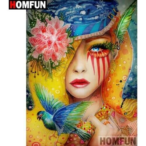 HOMFUN DIY 5D Diamond Painting "beauty" Full Diamond Embroidery Sale Picture Of Rhinestones For Festival Gifts A03853