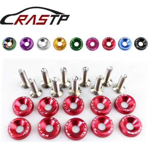JDM Style Aluminum Fender Washers (10pcs/Pack) and M6 Bolt For Honda Civic Integra RSX EK EG License Plate Bolts RS-QRF002