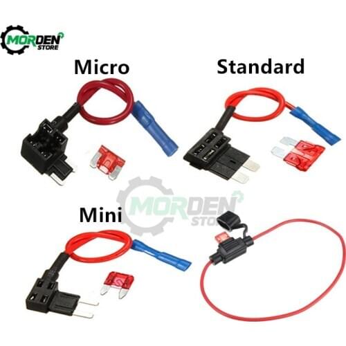 12V Car Fuse Holder Add-A-Circuit TAP Adapter Micro Mini Standard ATM APM Blade Auto Fuse with 10A Blade Car Fuse Replacement