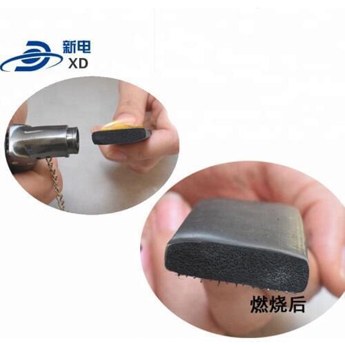 Black flame retardant and abrasion resistant rubber strip