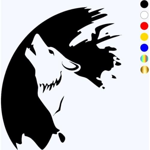 CK2853#15*18cm Wolf howling funny car sticker vinyl decal silver/black car auto stickers for car bumper window car decorations
