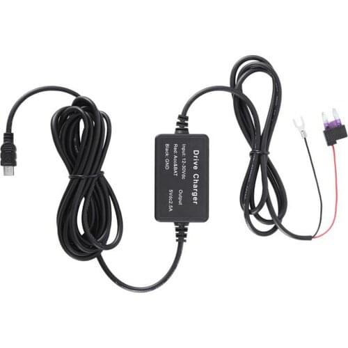 DHL 100Pcs DC 12/24V 5V 2A 3M Mini Plug Car Charger Hard Wire Hardwire Kit For Dash Cam Reaview Mirror Camera GPS Auto Charging