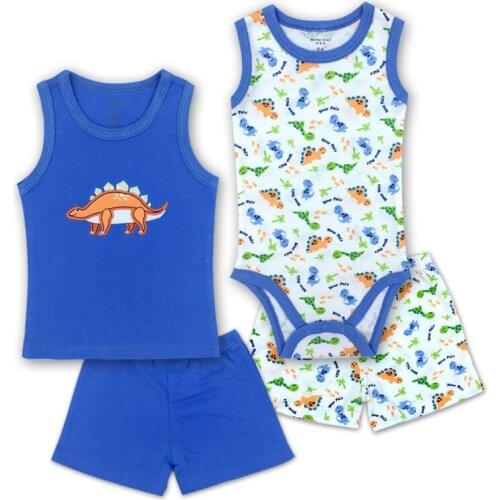 Baby Girl Clothes Set for Summer 4pcs/set Baby Pajamas 100% Cotton Sleeveless Bodysuit for Girls 6M-24M Size