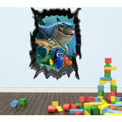 Dory Nemo Shark 3d Window Wall Sticker Kids Room Decoration Diy Print Mural Art Fish Home Decals Halloween Gift Posters