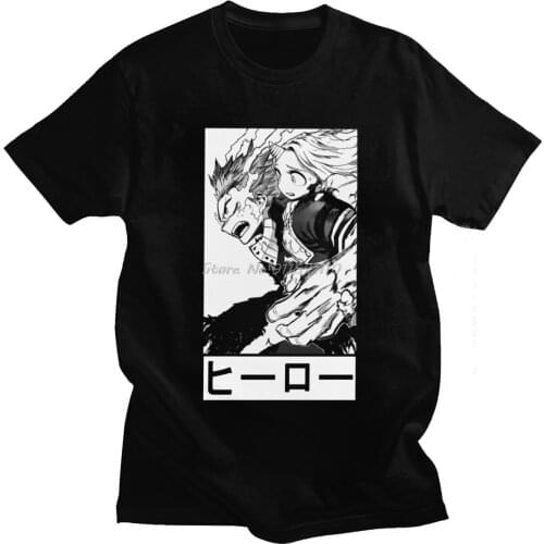 Full Cowl D Deku Boku No Hero Academia T Shirt Men Cotton T-Shirt Crew Neck Manga Bakugo Anime Tees Comics Tops Gift For Guys