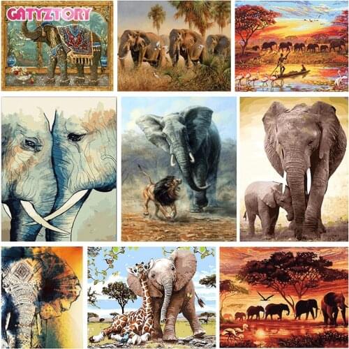 GATYZTORY Elephant series diy oil digital painting by numbers kits abstract acrylic paint by numbers for adults home Decoration