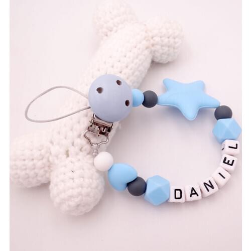 Handmade Personalized Name Pacifier Clips Nipple Holders Silicone Pendant BPA Free Customize Teat Cord Dummy Chain Shower Gift