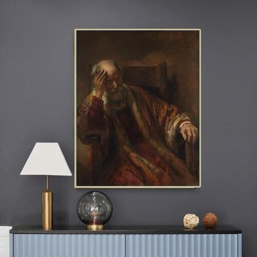 Citon Canvas Rembrandt《An Old Man in an Armchair》Art Oil Painting Artwork Poster Picture Modern Wall Decor Home Decoration