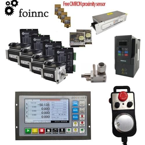 CNC kit ddcsv3.1 4-axis motion control system Leadshine 2.3nm nema23 stepper motor + driver 1.5kw inverter 400W40V power suppl