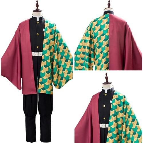 Demon Slayer: Kimetsu no Yaiba Tomioka Giyuu Cosplay Costume Outfit Men Size