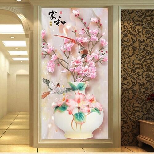 Square/round Diamond Painting Cross Stitch Living Room And Wealthy Birds Flowers Vase Diamond Embroidery Full Diamond Decor