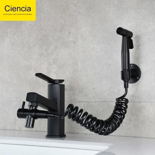 Brass Faucet Bidet Sprayer Set Drill-free Bathroom Toilet Faucet Diaper Sprayer with Diverter for Self-clean Pet Clean