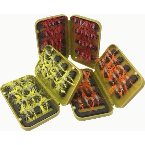 32pcs/lot fly fishing lure set Artificial Mimic Insect bait trout fly fishing hooks tackle with Portable case box flying baits