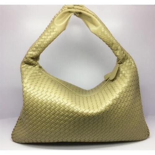 Women 2020 New Lamb Pattern Shopping Bags Large Capacity Handmade Double-sided Woven Shoulder Handbags Women Leather Handbags