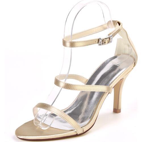 Sexy strappy sandals satin evening dress shoes lady summer high heels covered back stelitto party prom cocktail women shoes