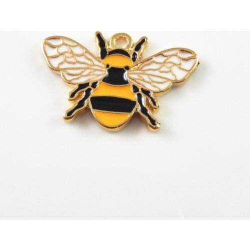 6pcs Colorful Cute Honey Bee Shape Enamel Alloy Pendant For Women Necklace Earrings Findings DIY Jewelry Making Supplies