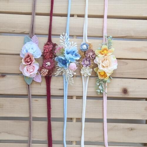 Fashionable and colorful flower newborn head belt super soft traceless tiara for shoot props