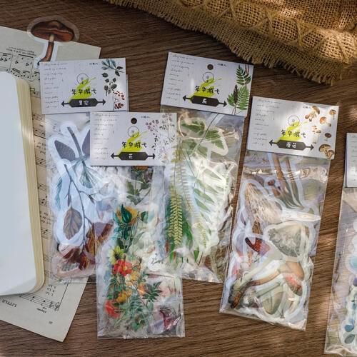 Retro plant transparent Decorative Stationery Stickers Scrapbooking DIY Diary Album Flower leaf Stick Lable