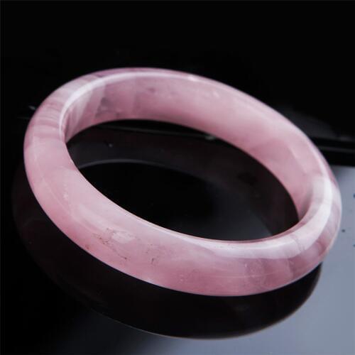 Pink Natural Genuine Quartz Crystal Fashion Women Love Charm Bangle Bracelets Inner Diameter 57mm