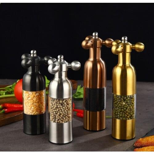 Stainless Steel Tap Manual Pepper Mill Ceramic Core Spice Sauce Grinder Salt and Pepper Shakers Seasoning Bottle Kitchen Tools