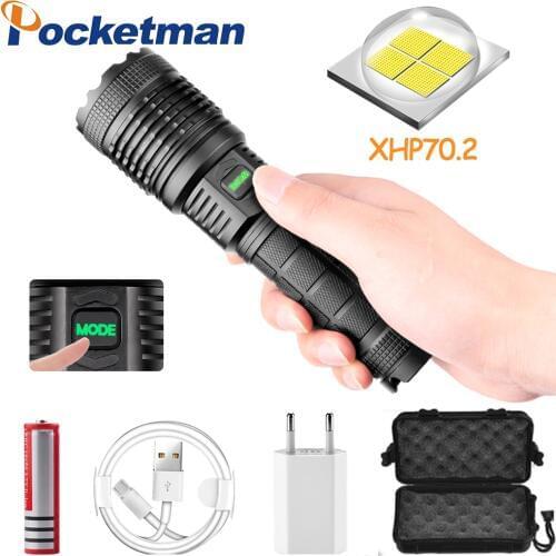 7000 lumens Lamp xhp70.2 most powerful flashlight usb Zoom led torch xhp70 l2 18650 battery Best Camping, fishing Outdoor