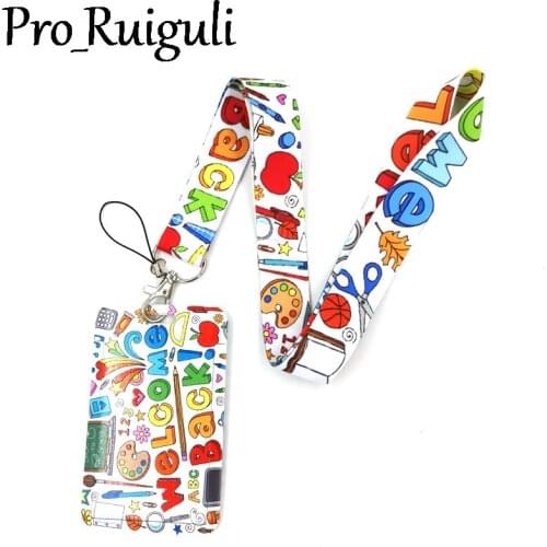 School Supplies Anime Lanyard Badge Holder ID Card Lanyards Mobile Phone Rope Key Lanyard Neck Straps Keychain Key Ring