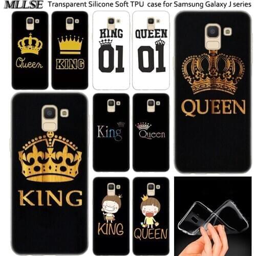 Hot King Queen 01 Brand Couple Silicone Case For Samsung Galaxy J2Pro J4 J6 J8 2018 J3 J5 J7 2016 2017EU Prime CORE Plus Fashion