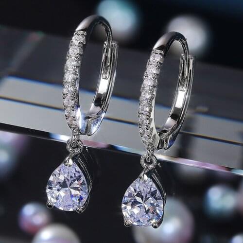 Huitan Gorgeous Women Drop Earring Engagement Wedding Bridal Accessories Fashion Pear-shaped Cubic Zirconia Party Dangle Earring