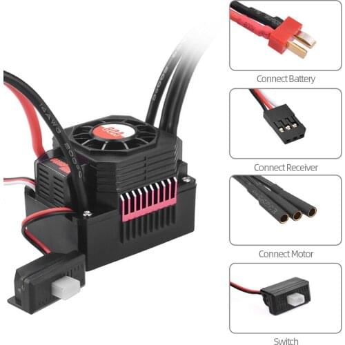 SURPASS HOBBY 80A Brushless ESC Waterproof Electric Speed Controller for 1/10 RC Truck Off-road RC Car Parts