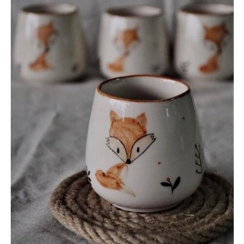 Handmade high quality ceramic fox coffee espresso design cup mug art