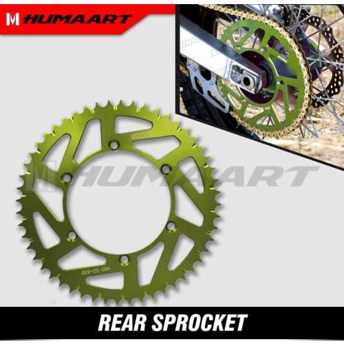 HUMAART Rear Aluminum Steel Sprocket 52T for KX125 250F 450F 500 KLX250S 300 RMZ250S 1982 to 2019(Check Fitment in Description)