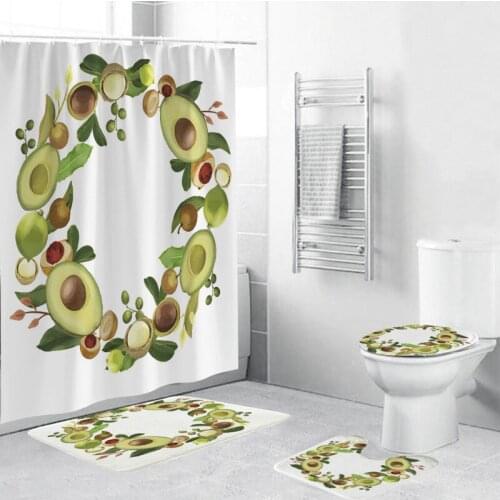 Avocado Printed Bath Waterproof Bathroom Furniture Shower Curtain Set in the Bathroom for Modern Accessory Bathroom Bath Product