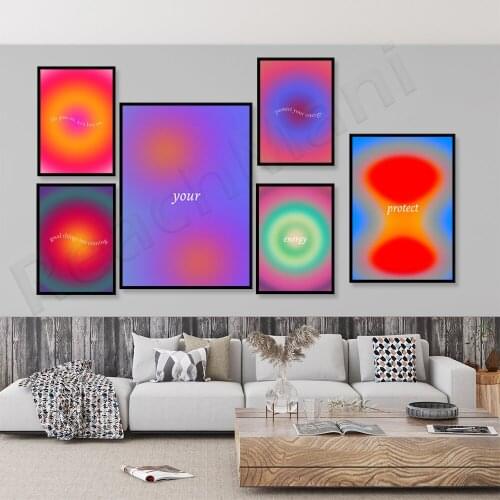 Protect your energy, aura posters, retro gradient posters, psychedelic aesthetic decoration posters