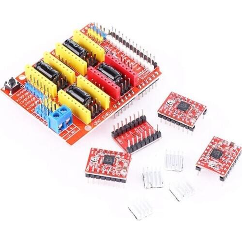 3D CNC Shield Board for UNO R3 + 4Pcs A4988 Stepper Motor Driver For Arduino 3D Printer