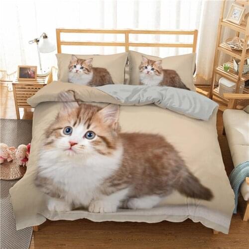 ZEIMON Pet Cats Printed 3d Bedding Set Animals Home Decor Queen Polyester Lightweight Bedclothes Soft Duvet Cover Pillowcase