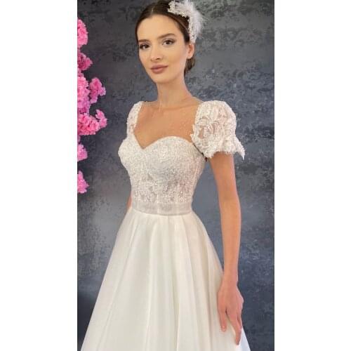 Womens French Lace Short Sleeve Helen Wedding Dress Custom Sew Evening Dress Quality Embroidered Fabric Bridesmaid Dresses