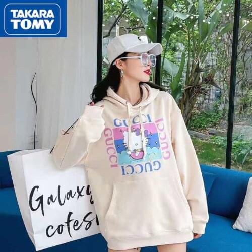 TAKARA TOMY Fall/Winter Fashion New 2021 Cute Cartoon Hello Kitty Print Round Neck Loose Ladies Sweater