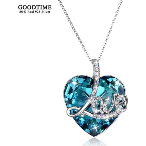 Fashion Crystal Necklace 925 Sterling Silver Zircon Love Heart Long Sweater Chain Necklace For Women Jewelry For Party Dress Up