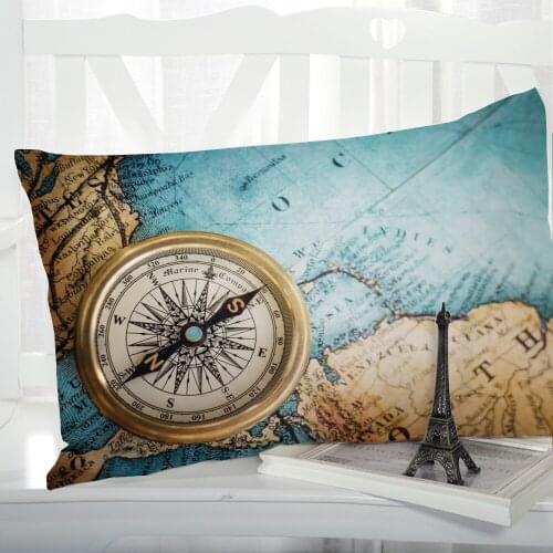 1pc Pillow cover Pillow case Luxury Bedding Pillowcase Pillowcovers decorative 50x70 Customizable size 3D Print Map compass