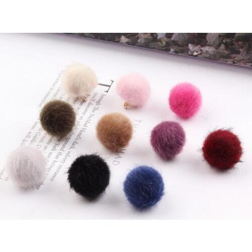 10pc 16mm Imitation water mink Pompom Cute Fur Ball Handmade Diy Materia Handmade Hair Earring Ball Jewelry Finding AC440
