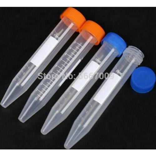 100pcs/lot 10ml Clear Plastic centrifuge tube PP Microcentrifuge Sharp-bottomed/Cone with screw cap Plastic Test Sample Vials