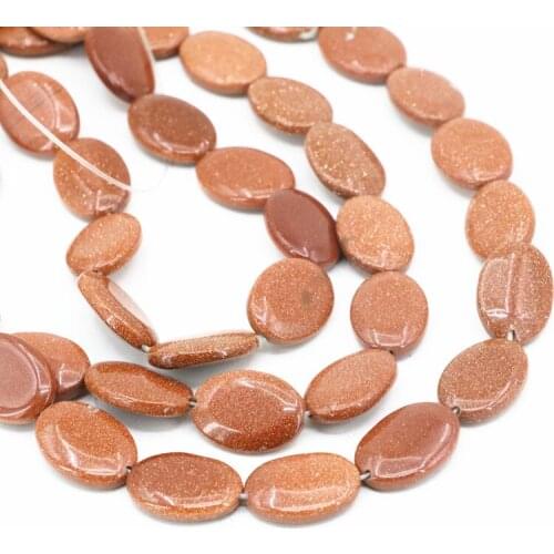 13x18mm Natural Stone Golden Sandstone Loose Beads for Jewelry Making Oval Shape Galaxy DIY Finding Accessories Craft 15inch A15
