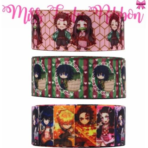 16mm-75mm Japan Cartoon Series Printed Grosgrain/Foe Ribbon Sweet Heart DIY Hair Bowknots 50yards/roll