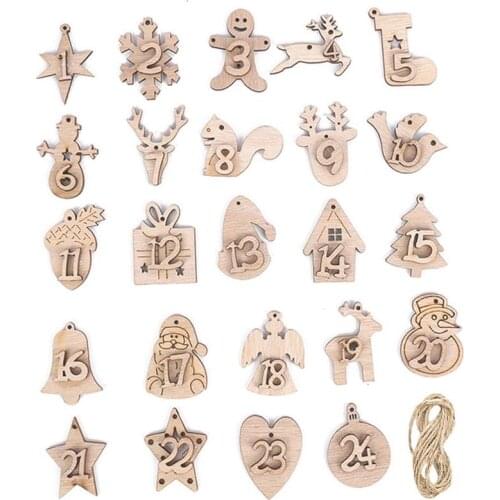 2021 Calendar Pendant Advent Calendar Numbers Wooden Number 1-24 Wooden Countdown Christmas Advent Calendar Label