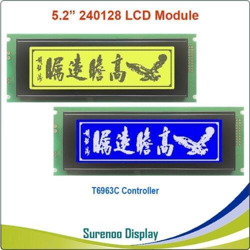 24064 240*64 Graphic Matrix LCD Module Display Screen build-in T6963C Controller Yellow Green Blue with Backlight