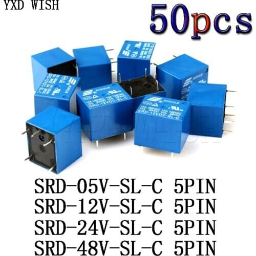 50PCS/lot Relay SRD-05VDC-SL-C SRD-09VDC-SL-C SRD-12VDC-SL-C SRD-24VDC-SL-C 5V 9V 12V 24V 10A 250VAC 5PIN T73 Power Relays