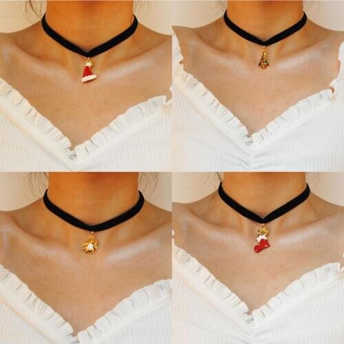 9 available Classic Merry Christmas Gift Necklace Pendants Jewelry For Women Lovely Snowflake/Tree/Santa Claus Dropshipping