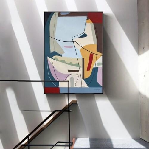 Abstract Faces Geometric Canvas Painting Contemporary Poster and Prints Wall Art Picture for Living Room Scandinavian Home Decor