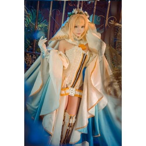 Anime Fate/GO Saber Niru Nero Wedding Dress 3.0 Version Cosplay Costume Halloween Suit For Women Outfit New
