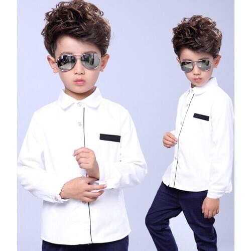 White Shirts For Boys School Uniform Brand Spring Kids Formal Shirts Cotton Children Clothing Boys Teenage Wedding Shirt S26